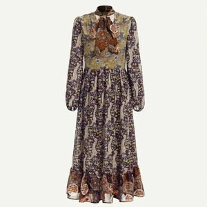 {SHEIN} Tie Neck Ruffle Hem Ditsy Floral Dress